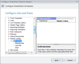SharePoint DataSet Wizard - Selecting Simple Lookup list